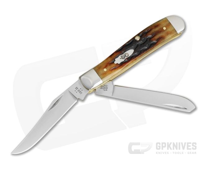 Case Mini Trapper Dark Molasses Bone Kinfolks Jig Pocket Knife (3.50" Closed) 12771 - CA-12771