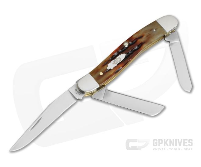 Case Medium Stockman Dark Molasses Bone Kinfolks Jig Pocket Knife (3.56" Closed) 12772 - CA-12772