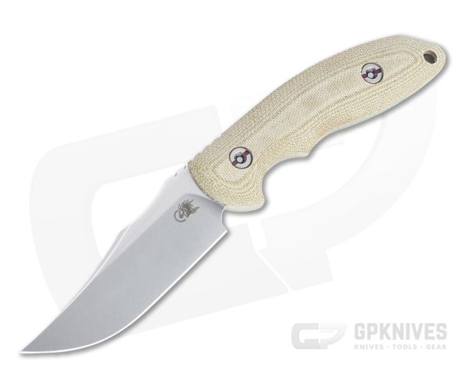 Hinderer Emmett Bowie Stonewashed 20CV Natural Micarta Fixed Blade 1279 - HK-1279