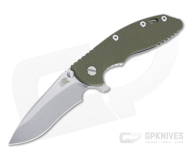 Hinderer XM-18 3.5" Recurve 20CV OD Green G10 Stonewashed Tri-Way Flipper 1284 - HK-1284