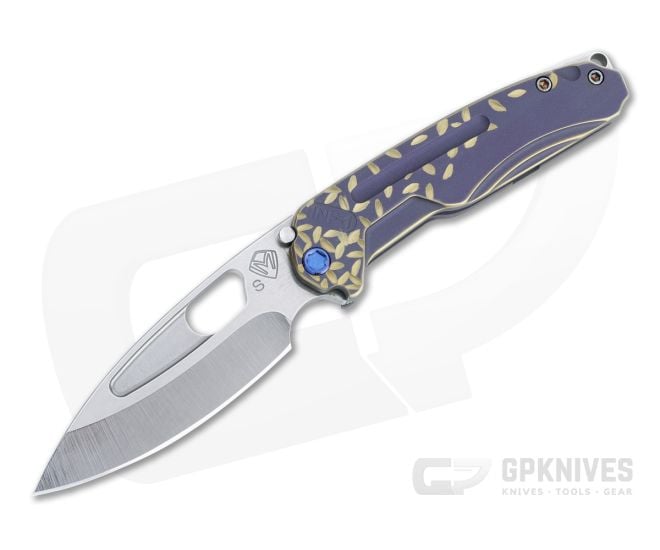 Medford Infraction Tumbled S35VN Bead Blast Blue Bronze Falling Leaf Titanium Folder - MKT-128