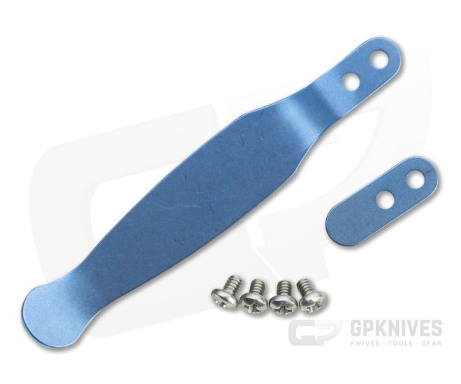 Hinderer Solid Pocket Clip and Filler Tab Set Titanium Stonewashed Blue 1299 - HK-1299