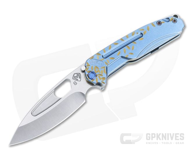 Medford Infraction Tumbled S35VN Tumbled Blue Bronze Falling Leaf Titanium Folder - MKT-129