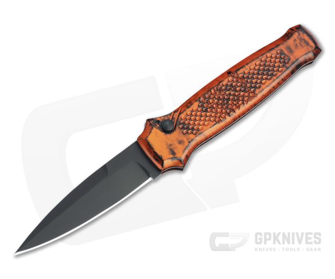 Piranha P12 Prowler Tactical PVD 154CM Orange Button Lock Automatic - PRN-12OT