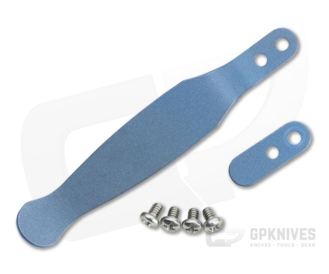 Hinderer Solid Pocket Clip and Filler Tab Set Titanium Battle Blue 1300 - HK-1300