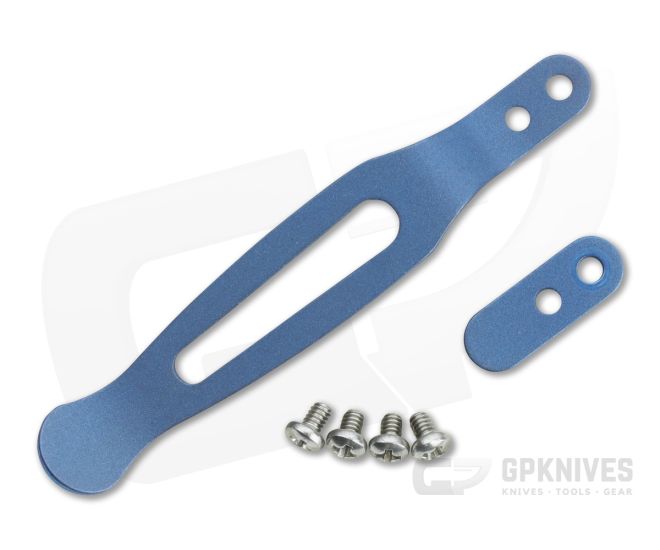 Hinderer Standard Pocket Clip and Filler Tab Set Titanium Battle Blue 1304 - HK-1304