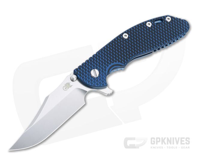 Hinderer XM-24 Bowie 20CV Blue/Black G10 Stonewashed Blue Tri-Way Pivot Flipper 1315 - HK-1315