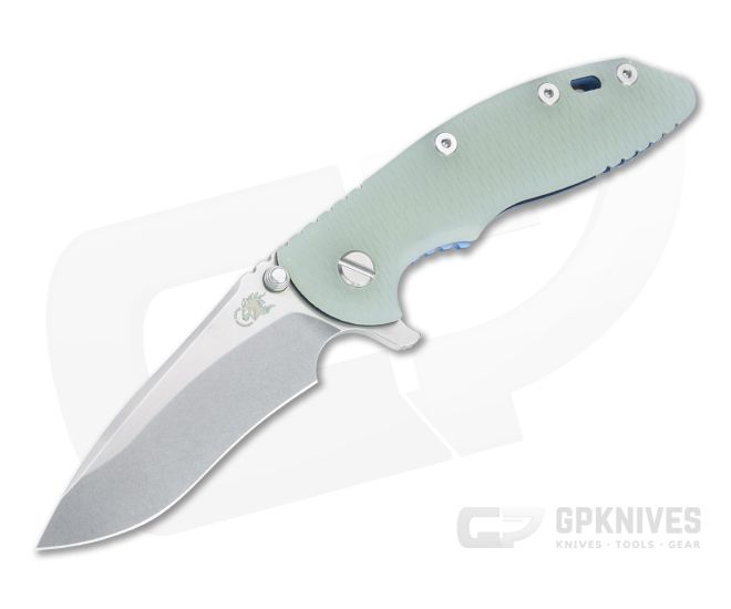 Hinderer XM-18 3.5" Recurve 20CV Jade G10 Stonewashed Blue Tri-Way Flipper 1321 - HK-1321