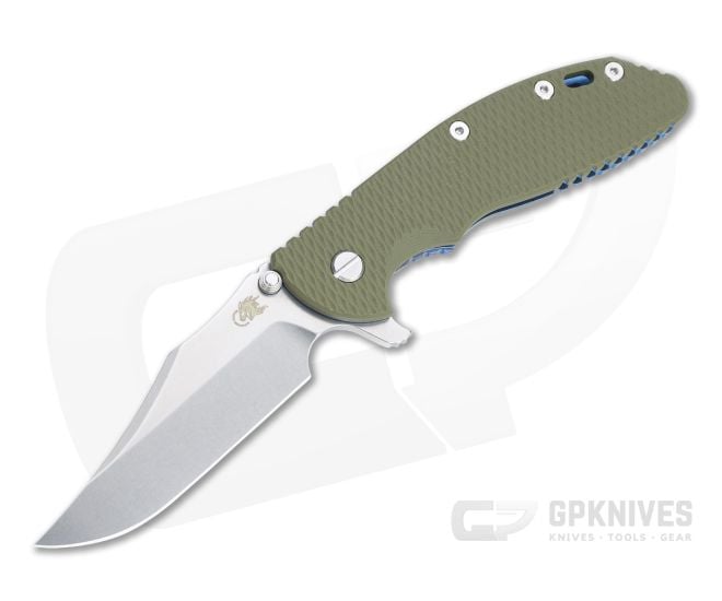 Hinderer XM-24 Bowie 20CV OD Green G10 Stonewashed Blue Tri-Way Pivot Flipper 1326 - HK-1326