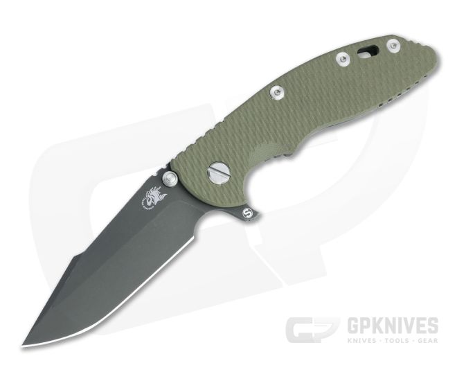 Hinderer XM-18 3.5" Skinny Harpoon Spanto 20CV OD Green G10 Battle Black Tri-Way Flipper 1332 - HK-1332