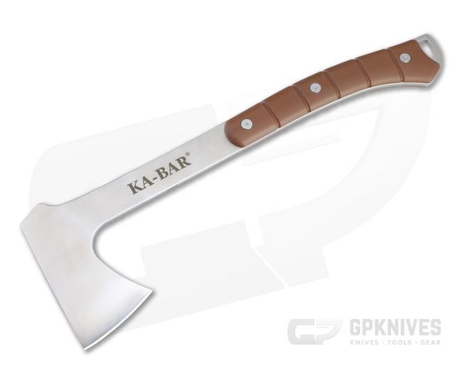 Kabar Hatchet Hawk Satin Stainless Steel Brown TPR Full Tang Tomahawk 1333 - KA-1333