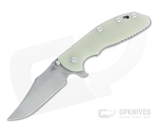 Hinderer XM-24 Bowie 20CV Translucent Green G10 Battle Bronze Tri-Way Pivot Flipper 1334 - HK-1334