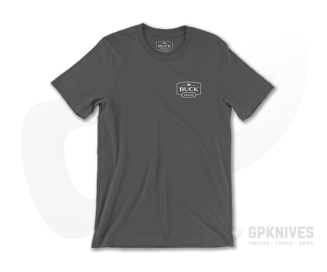 Buck Knives Buck Blades Charcoal Cotton T-Shirt | Large - BU-13431-LRG
