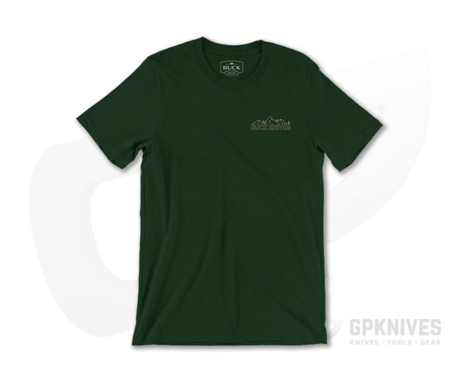 Buck Knives "Your Friend In The Outdoors" Forest Green Cotton T-Shirt | Large - BU-13432-LRG