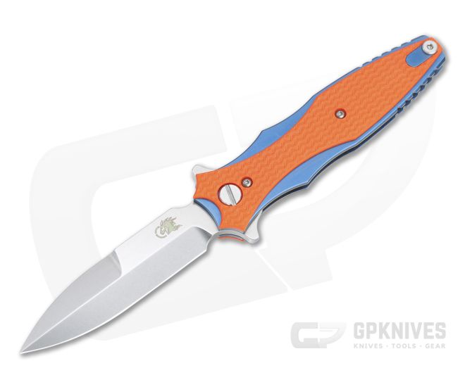 Hinderer Maximus Flipper Bayonet Stonewashed 20CV Orange G10 Blue Tri-Way Folder 1352 - HK-1352