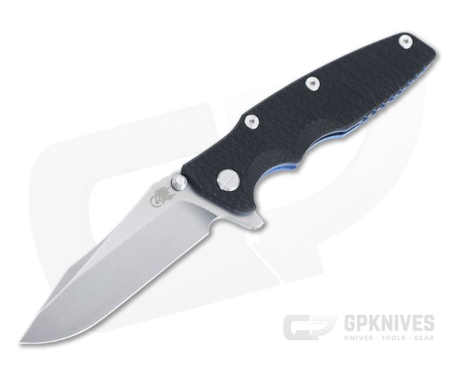 Hinderer Eklipse 3.5" Flipper Spearpoint Stonewashed S45VN Black G10 Blue Tri-Way Folder 1374 - HK-1374