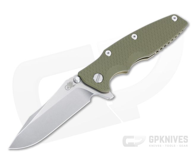 Hinderer Eklipse 3.5" Flipper Spearpoint Stonewashed S45VN OD Green G10 Bronze Tri-Way Folder 1375 - HK-1375