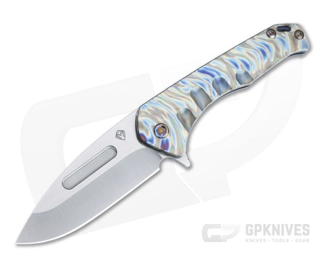 Medford Praetorian Slim Flipper Drop Point Tumbled S35VN Tsunami Flamed Titanium Frame Lock Folder - MKT-MKT137