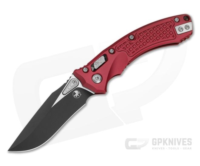 Microtech Mini Amphibian RAM-LOK Merlot Red Frag Aluminum M390MK Black Manual Folding Knife (3.25" Blade) 137MRL-1FRMR - MT-137MRL-1FRMR