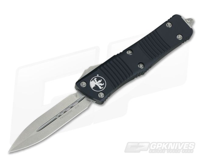 Microtech Troodon D/E Standard Stonewash M390 OTF Automatic 138-10 - MT-138-10-M390
