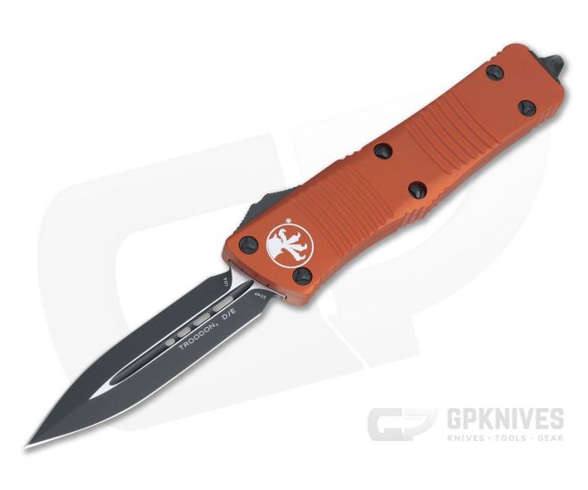 Microtech Troodon D/E Black Double Edge CTS-204P Orange OTF Automatic 138-1OR - MT-138-1OR-204P