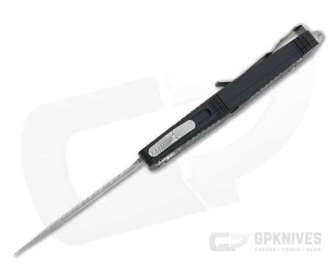 Microtech Troodon D/E Stonewashed Double Full Serrated XHP Black OTF Automatic 138-D12 - MT-138-D12-XHP