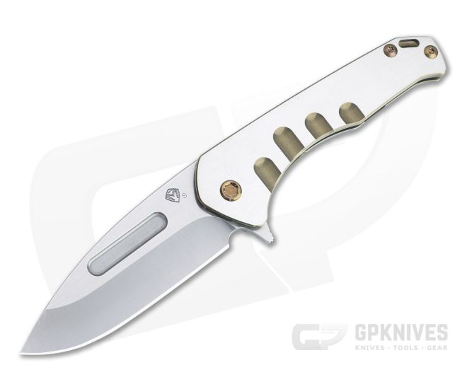 Medford Praetorian Slim Flipper Drop Point Tumbled S35VN Satin Silver/Bronze Titanium Frame Lock Folder - MKT-MKT138