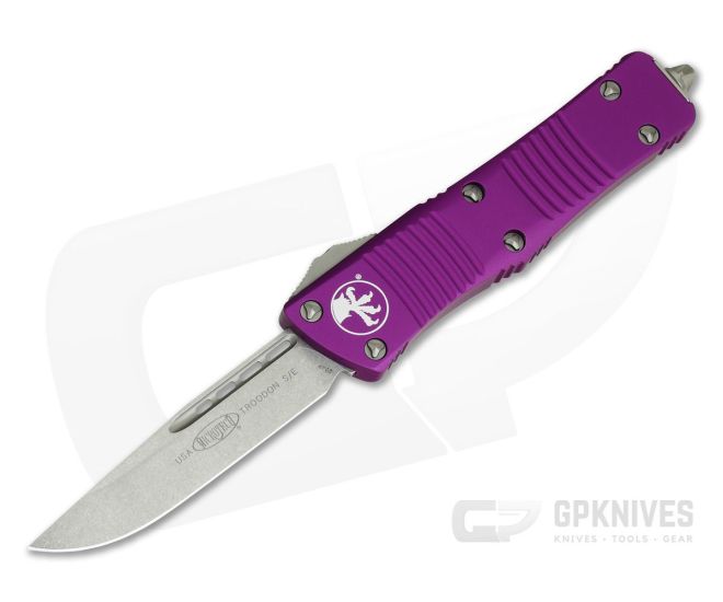Microtech Troodon Violet S/E Standard Stonewashed 204P OTF Automatic 139-10VI - MT-139-10VI-204P