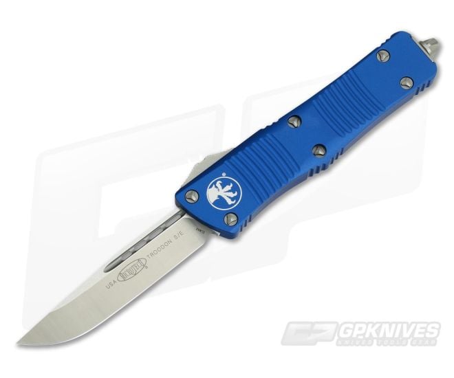 Microtech Troodon Blue S/E Standard Satin Elmax OTF Automatic 139-4BL - MT-139-4BL-ELMAX