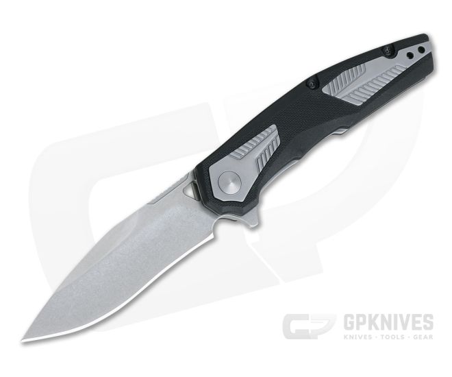 Kershaw Tremolo Stonewashed Recurve Black GFN Assisted Liner Lock Flipper 1390 - KS-1390