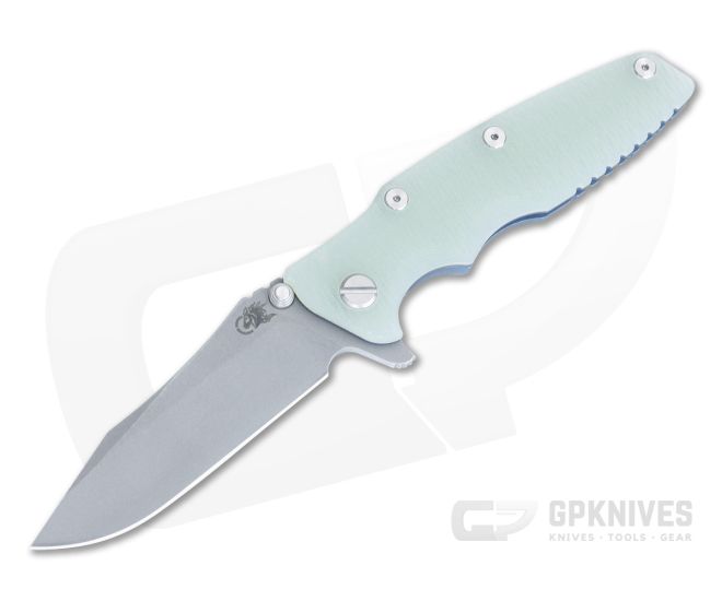Hinderer Eklipse 3.5" Flipper Spearpoint S45VN Translucent Green G10 Battle Blue Tri-Way Folder 1394 - HK-1394