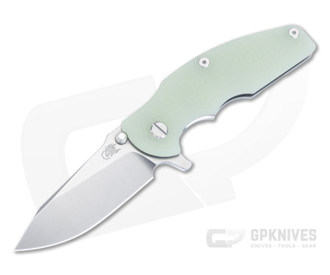 Hinderer Jurassic MagnaCut Slicer Translucent Green G10 Tri-Way Stonewash Flipper 1413 - HK-1413