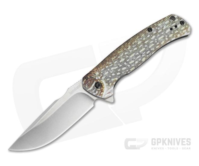 Kershaw Scour Northern Pike 8Cr13MoV Stonewash Spring Assisted Knife (3.30" Blade) 1416NP - KS-1416NP