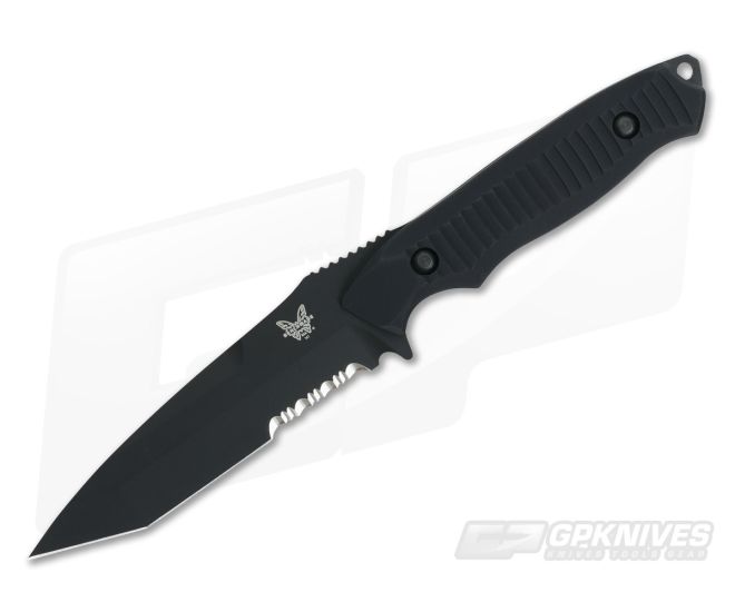 Benchmade 141SBK Nimravus Tanto Black Serrated 154CM Black Aluminum Combat Fixed Blade - BM-141SBK