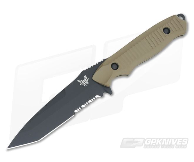 Benchmade 141SBKSN Nimravus Tanto Black Serrated 154CM Sand Aluminum Combat Fixed Blade - BM-141SBKSN