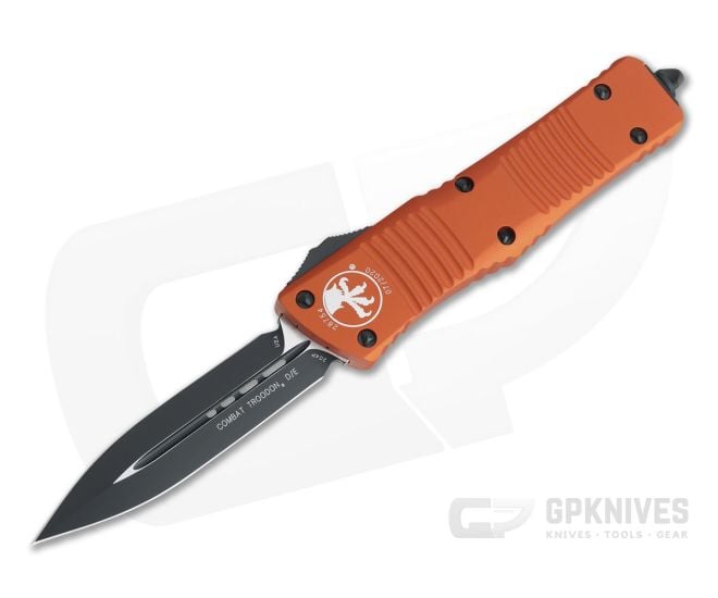 Microtech Combat Troodon Orange D/E Black Plain 204P OTF Automatic 142-1OR - MT-142-1OR-204P