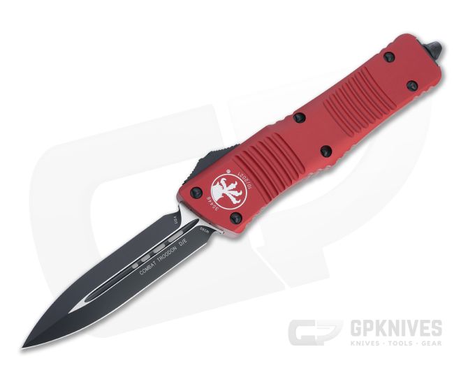 Microtech Combat Troodon Red D/E Black Plain M390 OTF Automatic 142-1RD - MT-142-1RD