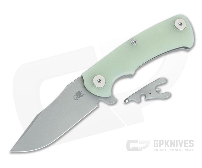Hinderer Project X MagnaCut Clip Point Translucent Green G10 Tri-Way Working Finish Flipper 1429 - HK-1429