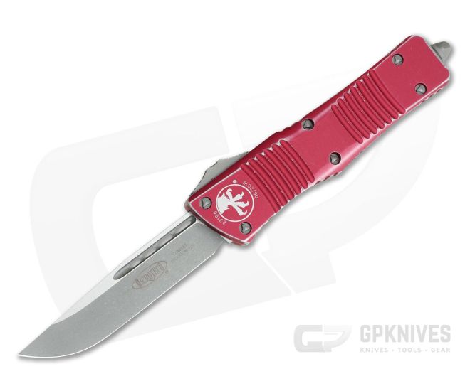 Microtech Combat Troodon Apocalyptic Plain 204P Distressed Red OTF Automatic Knife 143-10DRD - MT-143-10DRD-204P