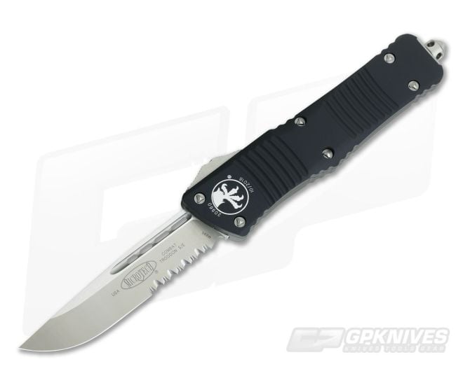 Microtech Combat Troodon Satin Serrated OTF Automatic Knife 143-5 - MT-143-5-M390