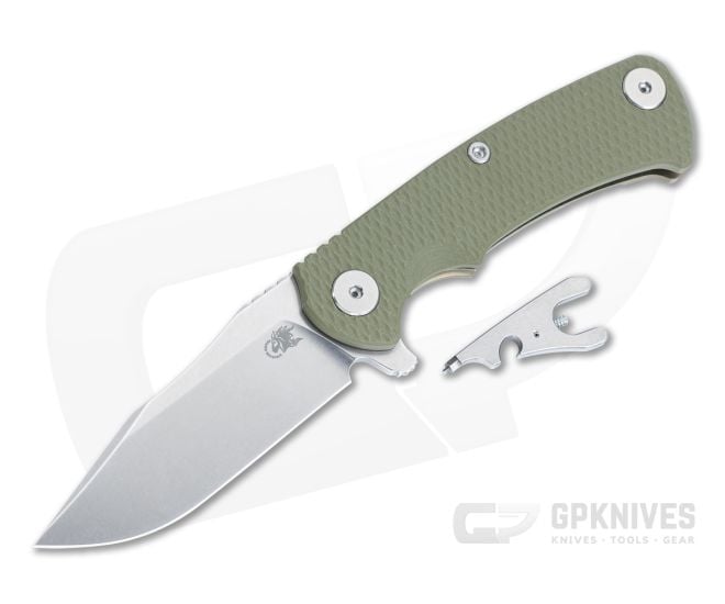 Hinderer Project X MagnaCut Clip Point OD Green G10 Tri-Way Stonewash Bronze Flipper 1430 - HK-1430