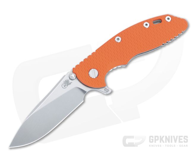 Hinderer XM-18 3.5" Skinny MagnaCut Slicer Orange G10 Tri-Way Stonewash Finish Flipper 1435 - HK-1435