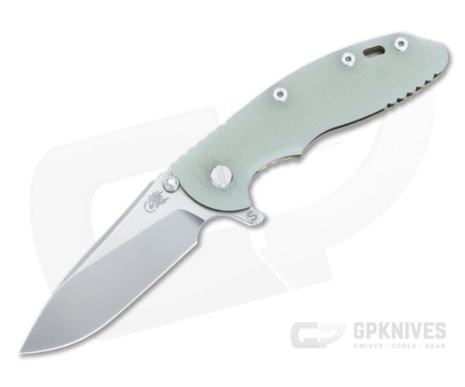 Hinderer XM-18 3.5" Skinny MagnaCut Slicer Translucent Green G10 Tri-Way Stonewash Bronze Flipper 1436 - HK-1436