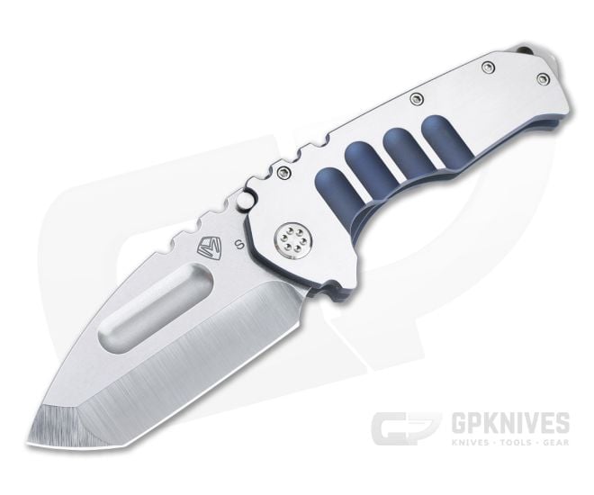 Medford Praetorian Ti Tanto Tumbled S35VN Faced Silver Bead Blast Blue Titanium Folder - MKT-MKT143