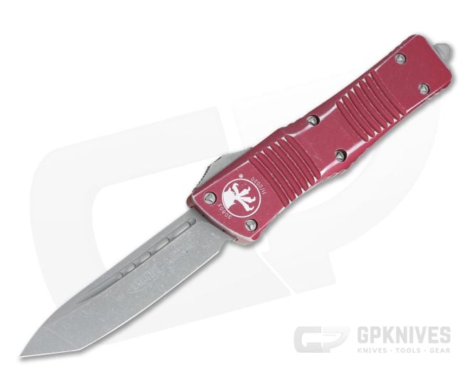 Microtech Combat Troodon Tanto Apocalyptic 204P Distressed Red OTF Automatic Knife 144-10DRD - MT-144-10DRD-204P