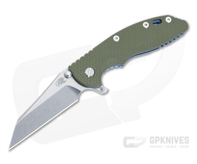 Hinderer XM-18 3.5" Fatty S45VN Wharncliffe OD Green G10 Tri-Way Stonewash Blue Flipper 1441 - HK-1441