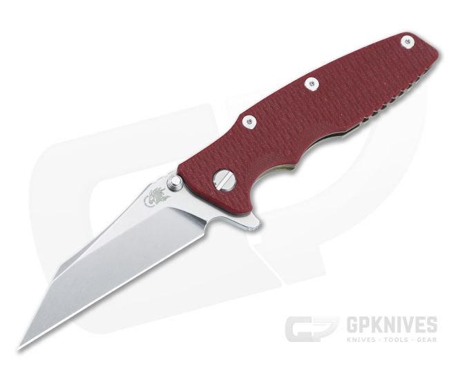 Hinderer Eklipse 3.5" Flipper Wharncliffe CPM-20CV Red G10 Stonewash Bronze Tri-Way Folder 1443 - HK-1443
