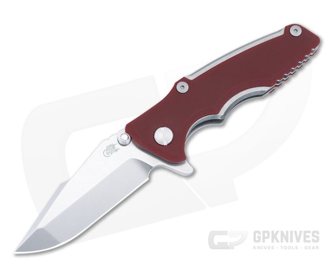 Hinderer Eklipse 3.0" Tri-Way Liner Lock Flipper Red G10 Handles Stonewash 20CV Harpoon Spanto Blade 1458 - HK-1458