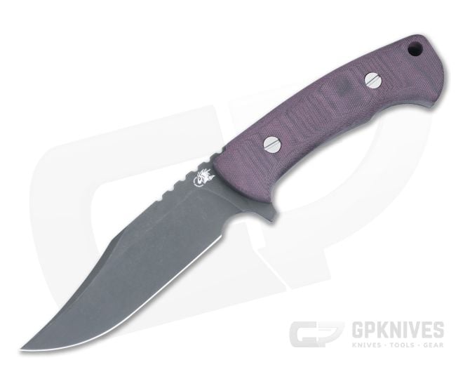 Hinderer Ranch Bowie Fixed Blade Burgundy Micarta Handle Battle Black 3V Clip Point Blade 1461 - HK-1461