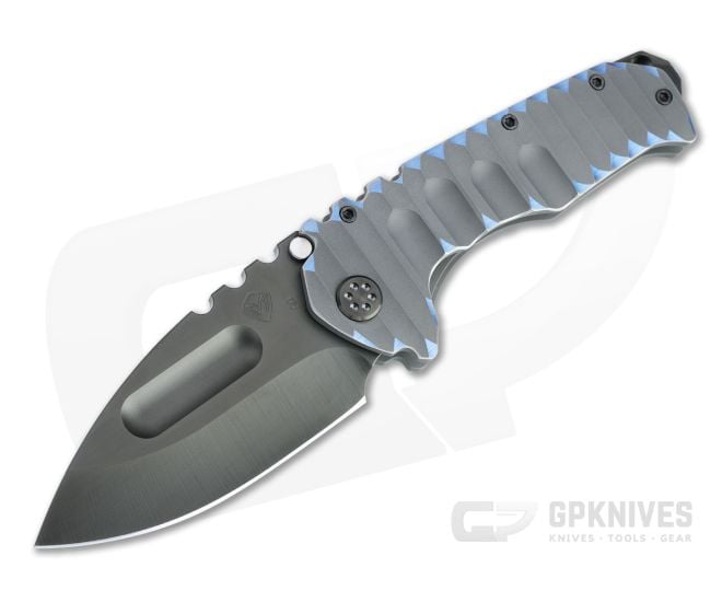 Medford Praetorian Ti Drop Point PVD 3V Bead Blast Cement w/ Brushed Blue Diamonds Titanium Folder - MKT-MKT146